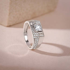 Contemporary <b>Silver</b> Regal Square Ring 925 <b>Sterling</b> <b>Silver</b> Fine Jewelry Elegant Design <b>Band</b> for Men Party Daily Wear <b>Wedding</b> Gift - Product Image 1