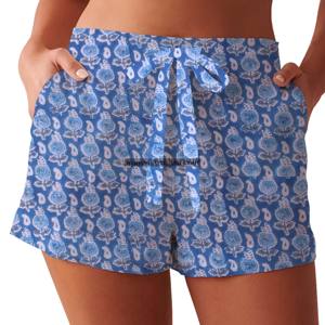 Cotton Lightweight Voile Hand Block Print Style Shorts Soft Sleep Wear Custom Handmade Shorts Pants Cotton Drawstring All Size - Product Image 5