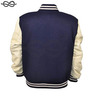 Logotipo personalizado de alta calidad Chenille bordado Patchwork Streetwear invierno Bomber Letterman hombres chaqueta de cuero Varsity para hombres - Product Image 3