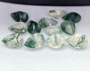 Piedra preciosa suelta facetada de ágata musgo en forma de pera de tendencia para diseño de joyería espiritual piedra para hacer anillos joyería colgante - Product Image 4