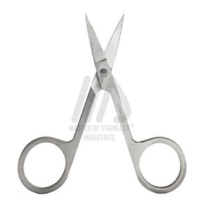 Ciseaux à cils et à sourcils de coiffeur professionnel Ciseaux de soins personnels de salon de beauté à poignée en caoutchouc avec pointe de lame tranchante - Product Image 2