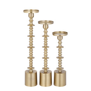 Ensemble de 3 bougeoirs en aluminium doré faits à la main, durables, impression personnalisée, décoration de table de Noël, mariage - Product Image 5