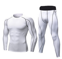 Ensemble de vêtements de sport unisexe à manches longues, collants de compression pour la remise en forme, 2 pièces, tenue de sport active pour la salle de sport, imperméable