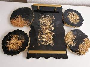 Plateau de service en résine époxy personnalisé en gros plateau rectangulaire de qualité supérieure avec artisanat décoratif, prix abordable - Product Image 2