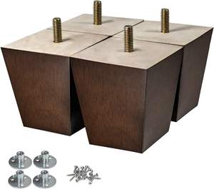 Patas cuadradas personalizables de madera maciza de caucho para muebles para comedor/Cocina/sala de estar Placa de Metal integrada para sofá silla - Product Image 3