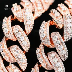 Nueva Cadena Cubana de Lujo HipHop de 22mm con Moissanita Iced Out, Plata de Ley S925 Bañada en Oro Rosa, Eslabones Elevados, para Hombre, Estilo Bling - Product Image 5