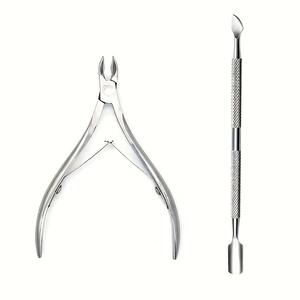 Stainless Steel Manicure Nail Art Tool Set with Sharp Jaw and Elastic Double-Spring Design, Nail Cuticle Pusher Tweezer Nipper - Product Image 3