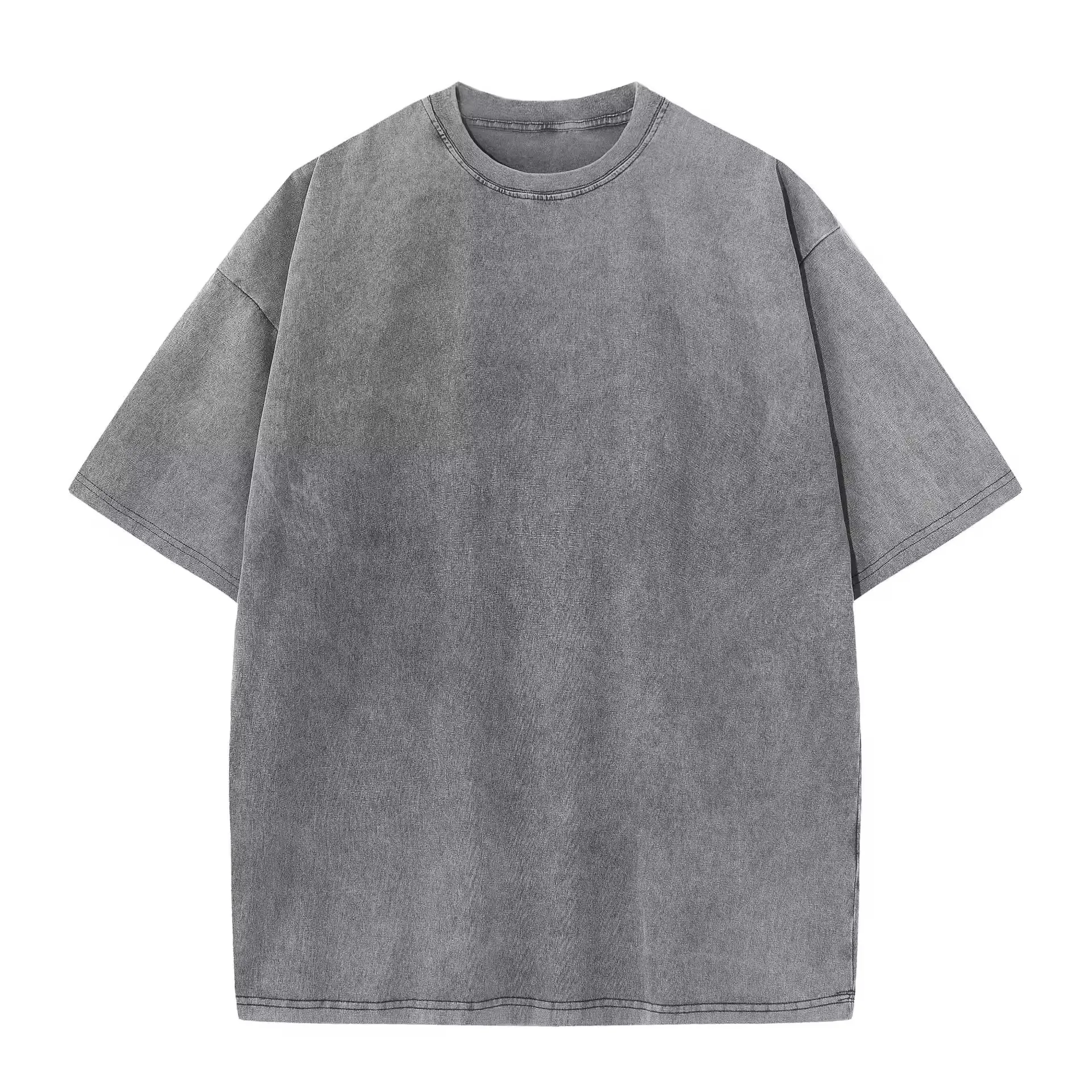2024 Schwere Baumwolle Kleidung für Herren einfarbig schweres Gewicht T-Shirt Druck Herren-T-Shirt mit individueller heißpresse bedrucktes T-Shirt
