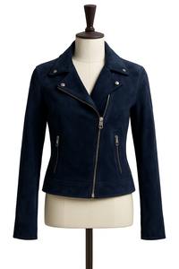 Chaqueta de Motociclista para Hombre, Modelo Vega, Cierre de Cremallera, Gamuza Azul, Estilo Casual Inspirado en Celebridades, Prenda Exterior Elegante, Servicio OEM Disponible - Product Image 2