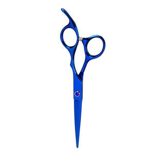 Ciseaux de coupe de cheveux fabriqués au Pakistan couleur bleu foncé en acier inoxydable ciseaux de salon professionnels - Product Image 1