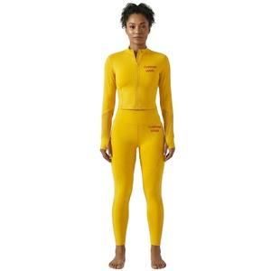 Top Selling High Quality Long Sleeve Zip Up Jacket <b>Running</b> Zip Up Jacket Fitness High Waist legging Two Pieces Yoga Set - Product Image 1