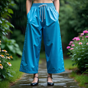 กางเกงกันลมไซส์พิเศษเอวยางยืดสำหรับผู้หญิงกางเกงกันฝนกางเกงกันลมไนล่อนกันน้ำสำหรับผู้หญิง - Product Image 4