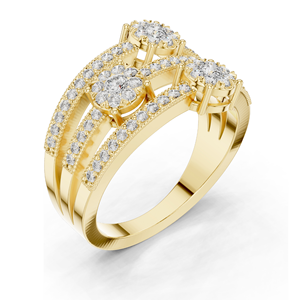 Bague triple pierres en diamant de laboratoire pour femme, poids total 0,63 carat, clarté VVS-VS EF, or 18 carats, 14 carats, 10 carats et argent 925, rose - Product Image 5