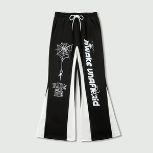DTG personnalisé imprimé en gros 100% coton tissu pour pantalons pour hommes évasés empilés coton lavé polaire évasé pantalon de survêtement pour hommes - Product Image 1