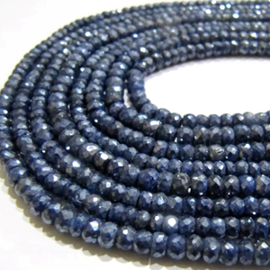 Zafiro azul natural Silverite Rondelle facetado 4-5mm Tamaño Cuentas de piedras preciosas hebra 13 pulgadas de largo - Product Image 1