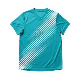 Custom Teal <b>White</b> Diagonal Stripe Floorball Jersey Polyester Quick Dry Breathable Mesh Sports <b>Shirt</b> for Team Training - Product Image 2