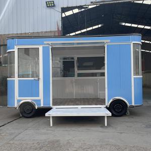 Remolque de Comida de 4 Ruedas con Estructura de Acero Inoxidable Totalmente Equipado, Compartimentos Aislados con Alimentación Integrada, Dimensiones Personalizables - Product Image 1