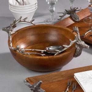 ชามไม้อะคาเซียไม้เนื้อแข็งชามสลัดพร้อมก้านและใบมีด้ามจับด้านหนึ่งสำหรับอาหารผลไม้ - Product Image 4