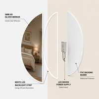 Espejo de Baño LED Inteligente con Atenuación Táctil, Espejo de Pared Impermeable con Retroiluminación de Media Luna Irregular