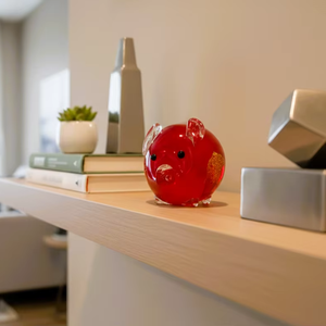 Adorno de Cerdo de Cristal Religioso Hecho a Mano, Rojo, Amuleto de la Suerte para el Año Nuevo Chino - Product Image 1