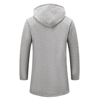 Cardigan zippé en chenille épaisse pour homme, à capuche, mi-long, tricoté, chaud, décontracté, pour l'hiver, vente en gros