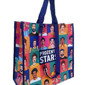 Bolsa de compras reciclada RPET ecológica impresa con logotipo personalizado sostenible para uso en comestibles y venta al por menor - Product Image 1
