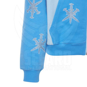 Sudaderas con capucha de diamantes de imitación hechas a medida para hombre, sudaderas con capucha básicas de colores en contraste - Product Image 5