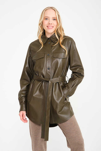 2024 haut de gamme luxe en cuir de mouton véritable veste d'hiver pour femmes respirant Long vélo manteau agneau col tournant en toile - Product Image 2