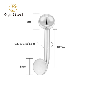 Piercing de la tête de cou verticale en titane ASTM F136 rond, 14G, filetage interne, barre en J, piercing Christina, bijoux pour le corps - Product Image 2