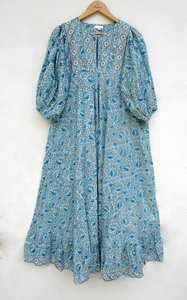 2023 Wholesale Collection Floral Tie Dye <b>Kaftan</b> <b>Dress</b> with V-Neck Half Sleeves Rayon Fabric Loose Fitting Side Slit for Spring - Product Image 6