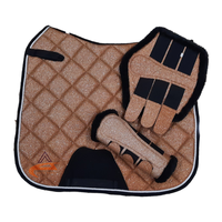 Tapis de selle CST 253 S-box en mousse respirante à paillettes dorées, amortisseur de chocs pour dressage et saut d'obstacles, pour chevaux, usage équestre, logo personnalisé