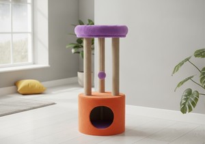 Griffoir Amistar de haute qualité avec fausse fourrure et une hauteur de 95 cm pour chats et chatons de toutes races et tailles - Product Image 2