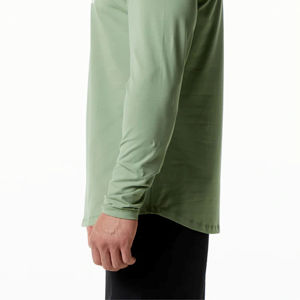 T-shirt tricoté à manches longues à col rond de qualité supérieure 100% coton Logo personnalisé Sérigraphie Écologique Hommes OEM - Product Image 6