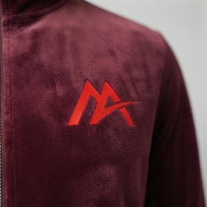Mens Winter Hooded Burgundy <b>Velour</b> Full Zip <b>Tracksuit</b> Set Athletic Jacket Jogger Pants Running Fitness Casual Streetwear - Product Image 2