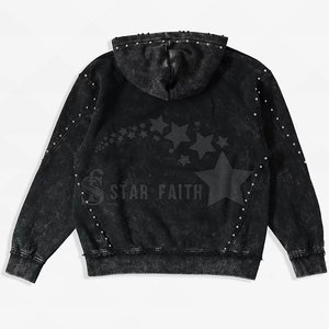 Premium Women Acid Wash Rhinestone Hoodie Transpirable Street Fashion Pullover con detalles brillantes - Product Image 6