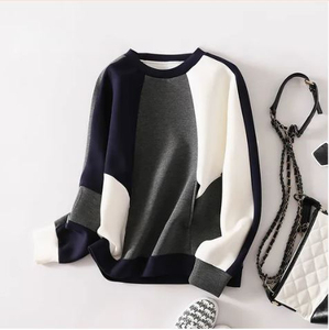 Algodón mezclado al por mayor personalizado cuello redondo Mujer sudadera pulóver sudadera de gran tamaño sudadera unisex en blanco - Product Image 3