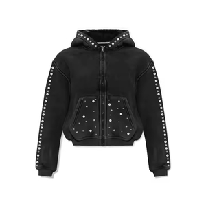 Sweat-shirts à capuche unisexes en molleton épais personnalisés, coupe courte et ample, lavés à l'acide, 100% coton, brodés, vente en gros pas chère pour l'hiver 2025 - Product Image 2