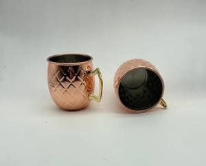 Handmade Hammered Copper Mug Set 2 Elegant Brass Handle <b>Drinkware</b> for Moscow Mule Cocktails Whiskey Beer Daily Use Office Home - Product Image 1