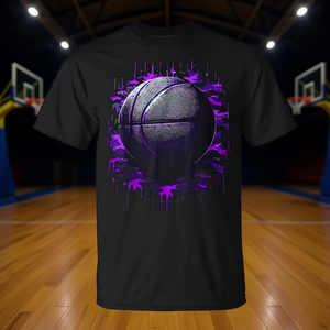 Camiseta Deportiva con Gráfico de Baloncesto Morado, Unisex, Cuello Redondo, Manga Corta, Impresión Digital, para Deportes y Juegos - Product Image 3