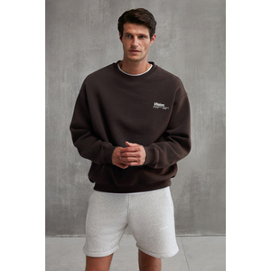 Sweat-shirt à col rond doublé en polaire pour homme GRIMELANGE Ernest en coton biologique ultra doux avec détails imprimés - Product Image 5