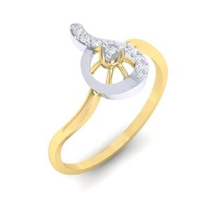 Anillo de Oro Certificado y Diamante Auténtico de 14K con Gema en Forma de Pera de 0.07ct, Calidad IJ-SI, Chapado en Rodio, Elegante - Product Image 3