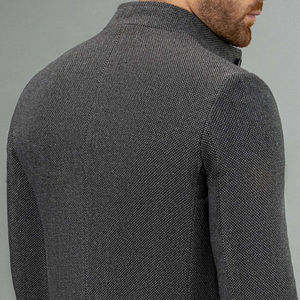 Customizable Men's Woolen Casual <b>Coat</b> <b>Black</b> Regular <b>Collar</b> Smart Fit <b>Coat</b> <b>with</b> Real Fox <b>Fur</b> Trim 100% High Quality Breathable - Product Image 5