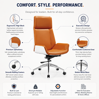 Chaise de bureau de direction moderne, dossier haut, pivotante, avec appui-tête, base chromée et roulettes