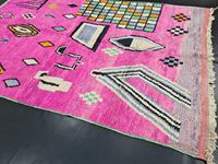 Hermosa y auténtica alfombra Boujaad 8x10, alfombra marroquí hecha a mano, alfombra de lana elegante tejida fucsia Bohemia bereber abstracta única a bajo precio