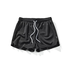 2025 pantalones cortos deportivos de malla de secado rápido para hombres, pantalones cortos de cintura elástica para correr, entrenamiento atlético, pantalones cortos de gimnasio, técnica teñida lisa - Product Image 3
