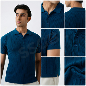 Suéter Polo de Punto Trenzado Premium para Hombre, Algodón Suave, Estilo Casual, Proveedor de Exportación, Color Sólido, Corte Relajado, OEM, Polo Personalizado al por Mayor - Product Image 1