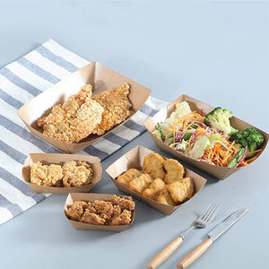 Bandeja de barco Kraft de papel ecológico desechable de alta calidad 100% de Malasia L180MM X W129MM X H44MM Sushi hamburguesa - Product Image 3