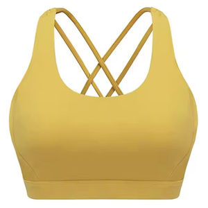 เสื้อชั้นในกีฬาโยคะสำหรับผู้หญิง สวมใส่สบาย โลโก้ด้านหน้า รองรับได้ดี น้ำหนักเบา ผ้านุ่มไร้ตะเข็บ ยืดหยุ่น ระบายอากาศได้ดี แห้งเร็ว - Product Image 4