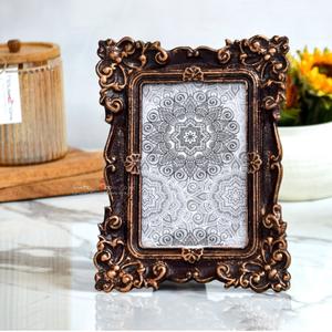 Antique Brown Ivory Gold Metal Picture Display Frame Antique Brown Gold Frame Hall Table Top <b>Home</b> Decoration <b>Gift</b> Wholesale - Product Image 1