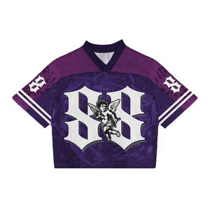 เสื้อเจอร์ซีย์เดรสแขนสั้นคอวีผ้าตาข่ายทันสมัยเสื้อแนวสตรีทไซส์ใหญ่พิเศษพิมพ์ลายกราฟิกสำหรับทุกเพศ - Product Image 1